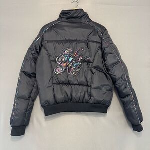Ecko Red Women’s Black Zip Up Puffer Jacket Size XL Polyester HipHop Style